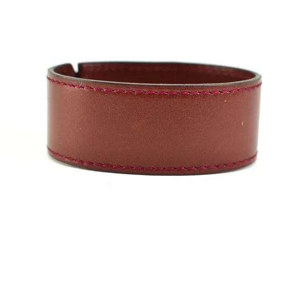HERMES "Artemis": Scarlet Red, Leather & Gold "H" Logo Bracelet (ow) - Picture 4 of 10